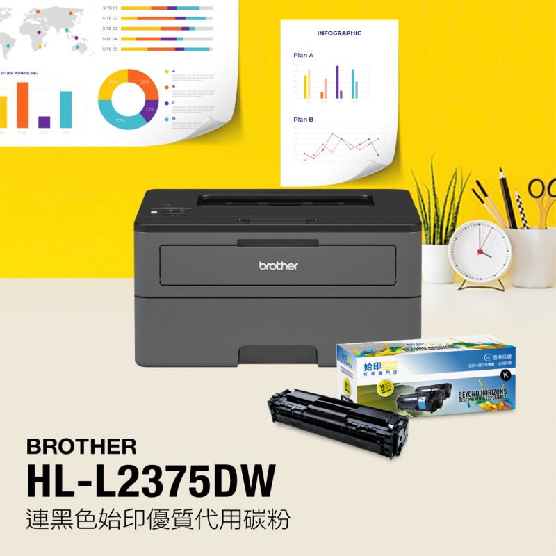 黑白鐳射打印機 Brother HLL2375DW 碳粉套裝